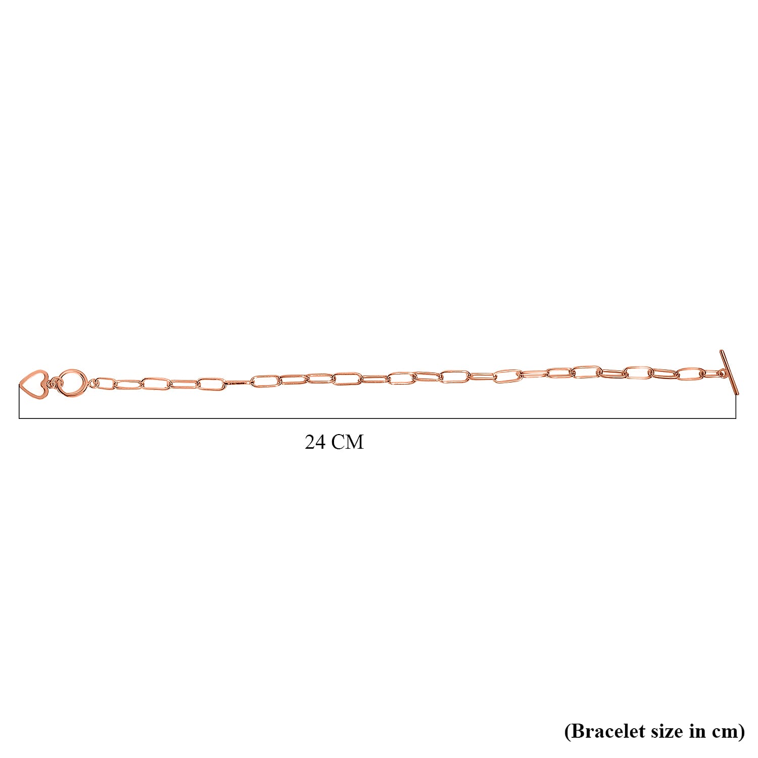 Rose Gold Overlay Sterling Silver Paperclip Bracelet (Size - 7.5) With T-Bar Clasp.