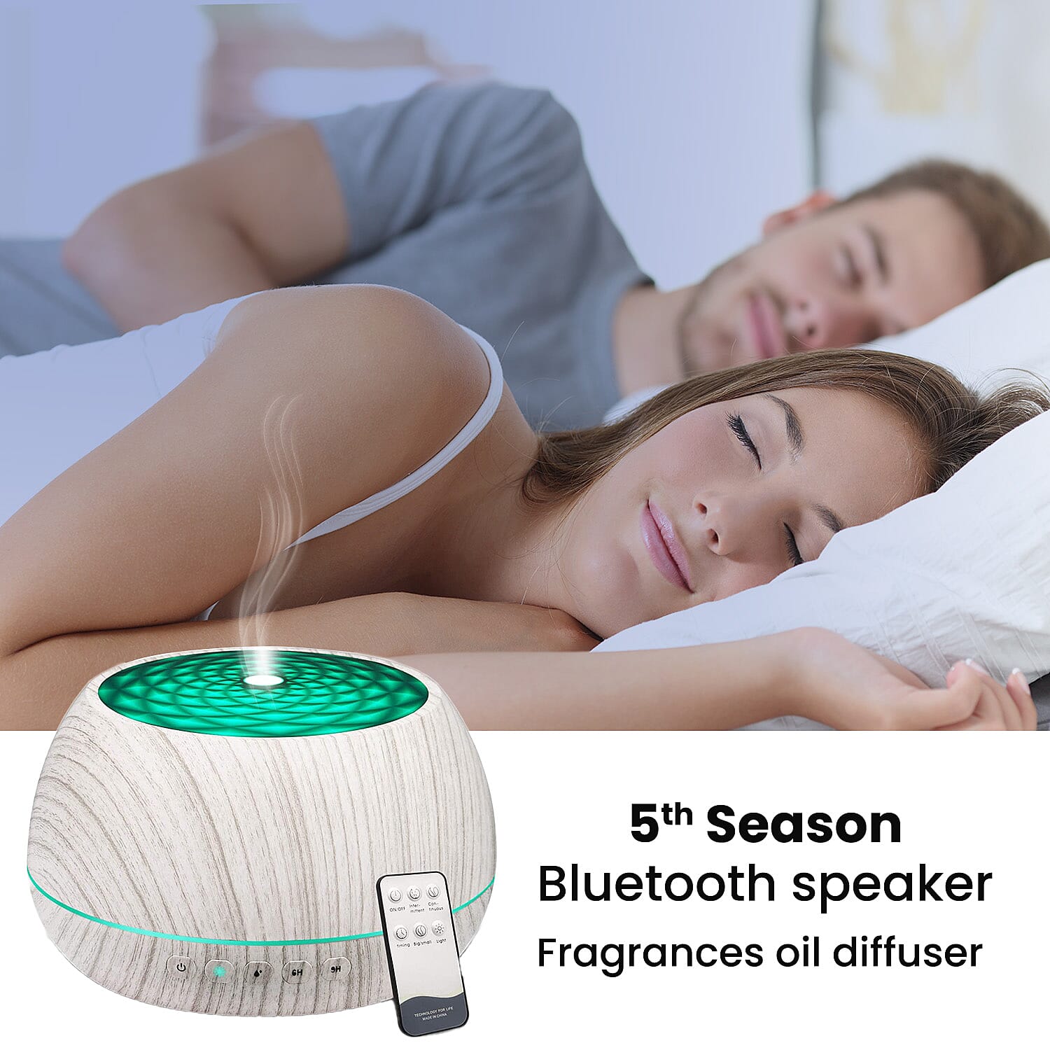 The 5th Season Luxury Cool Mist SPA Aroma Humidifier (1000ml), Lamp, Bluetooth Speaker with Remote and 6 Fragrance Oils