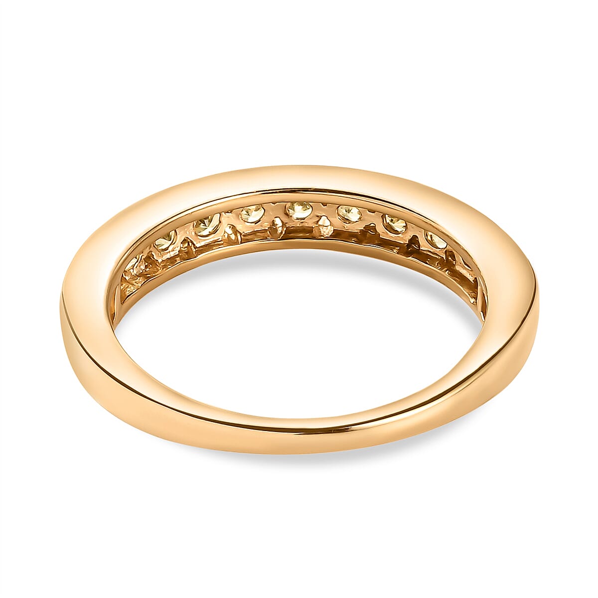 Demantoid Garnet Half Eternity Ring in 14K Gold Overlay Sterling Silver Demantoid Garnet Half Eternity Ring in 14K Gold Overlay Sterling Silver