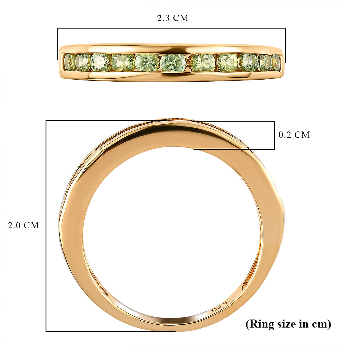 Demantoid Garnet Half Eternity Ring in 14K Gold Overlay Sterling Silver Demantoid Garnet Half Eternity Ring in 14K Gold Overlay Sterling Silver