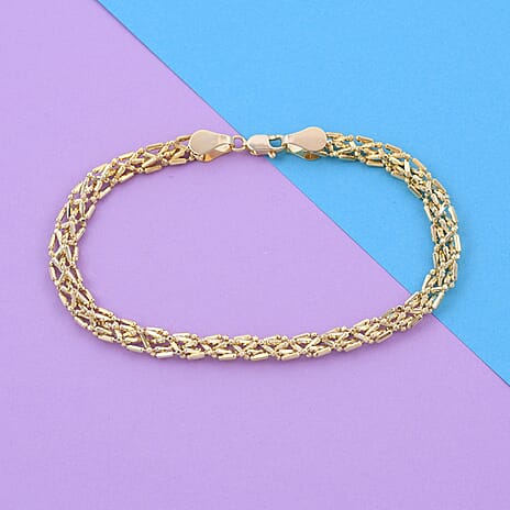 Close Out Deal - 9K Yellow Gold Barrel and Beads Twisted Bracelet (Size - 7.5) With Lobster Clasp, Gold Wt. 4.40 Gms