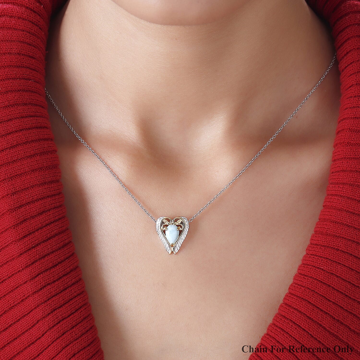 Larimar Pendant in Yellow Gold & Platinum Overlay Sterling Silver 1.60 Ct.