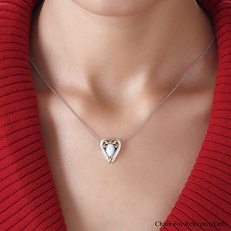 Larimar Pendant in Yellow Gold & Platinum Overlay Sterling Silver 1.60 Ct.