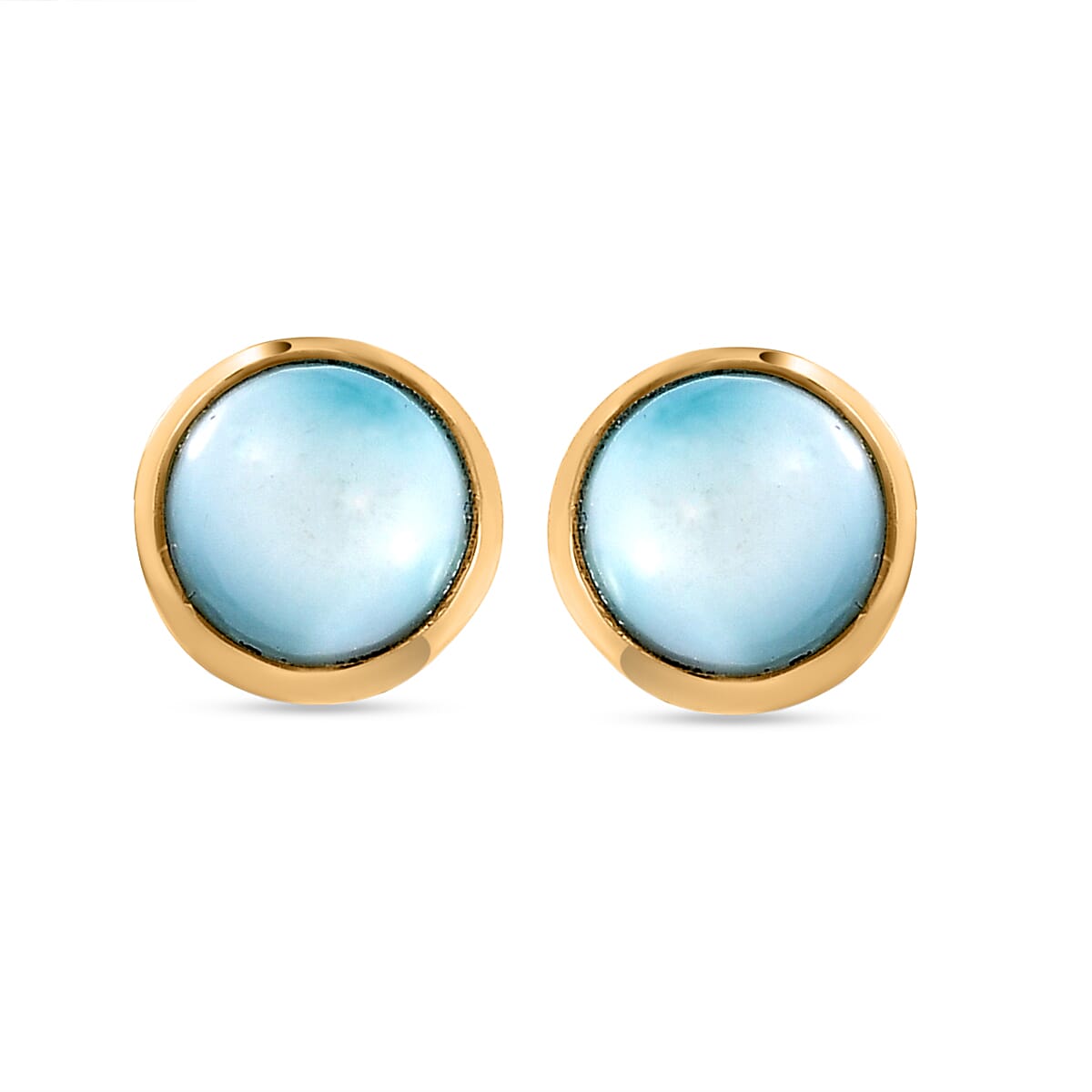 Larimar Stud Earrings (with Push Back) in 14K Gold Overlay Sterling Silver 1.88 Ct.