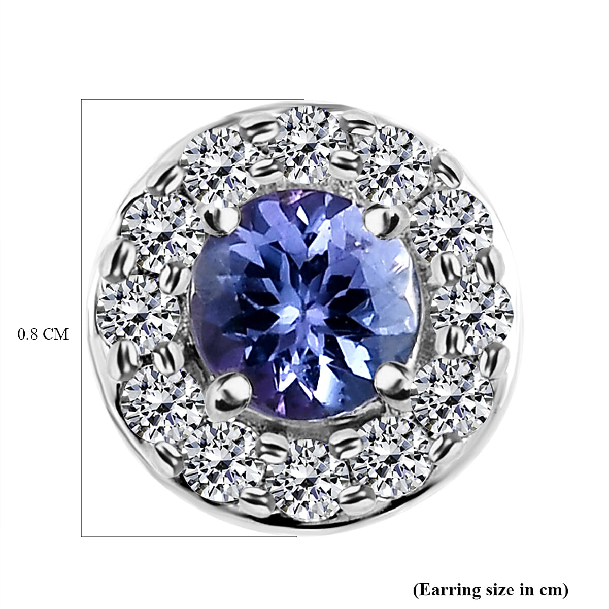 Tanzanite and Natural Cambodian Zircon Stud Earrings (With Push Back) in Sterling Silver 1.00 Ct.