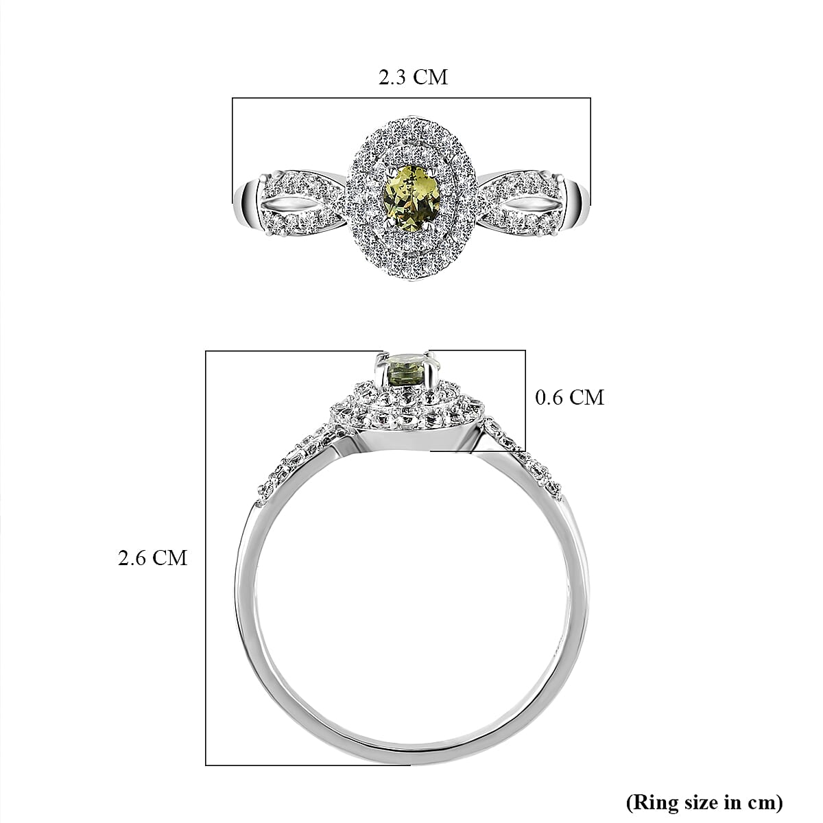 Demantoid Garnet and Natural Cambodian Zircon Cluster Ring in Platinum Overlay Sterling Silver 1.16 Ct.