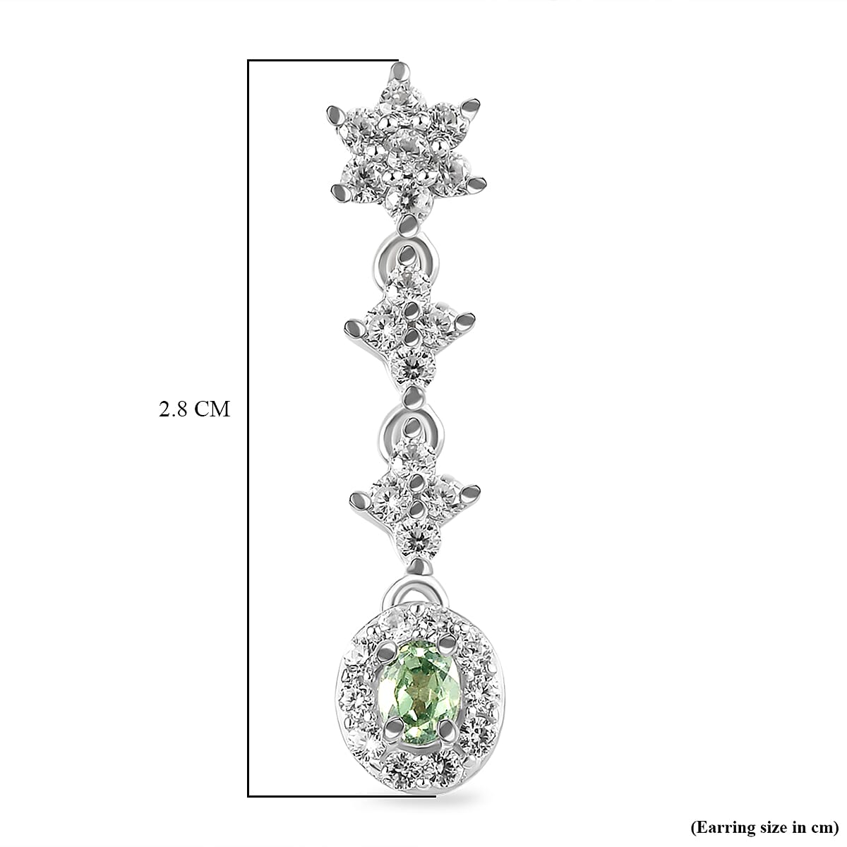 Demantoid Garnet and Natural Cambodian Zircon Dangling Earrings (With Push Back) in Platinum Overlay Sterling Silver 1.75 Ct.