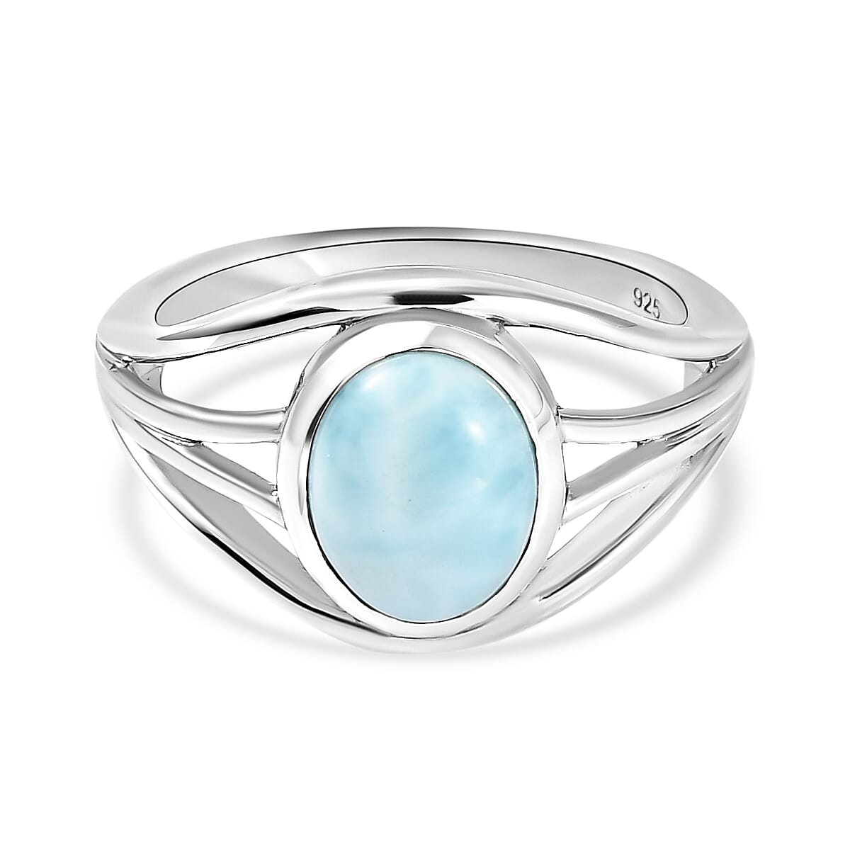 Larimar Solitaire Ring in Platinum Overlay Sterling Silver 2.23 Ct.