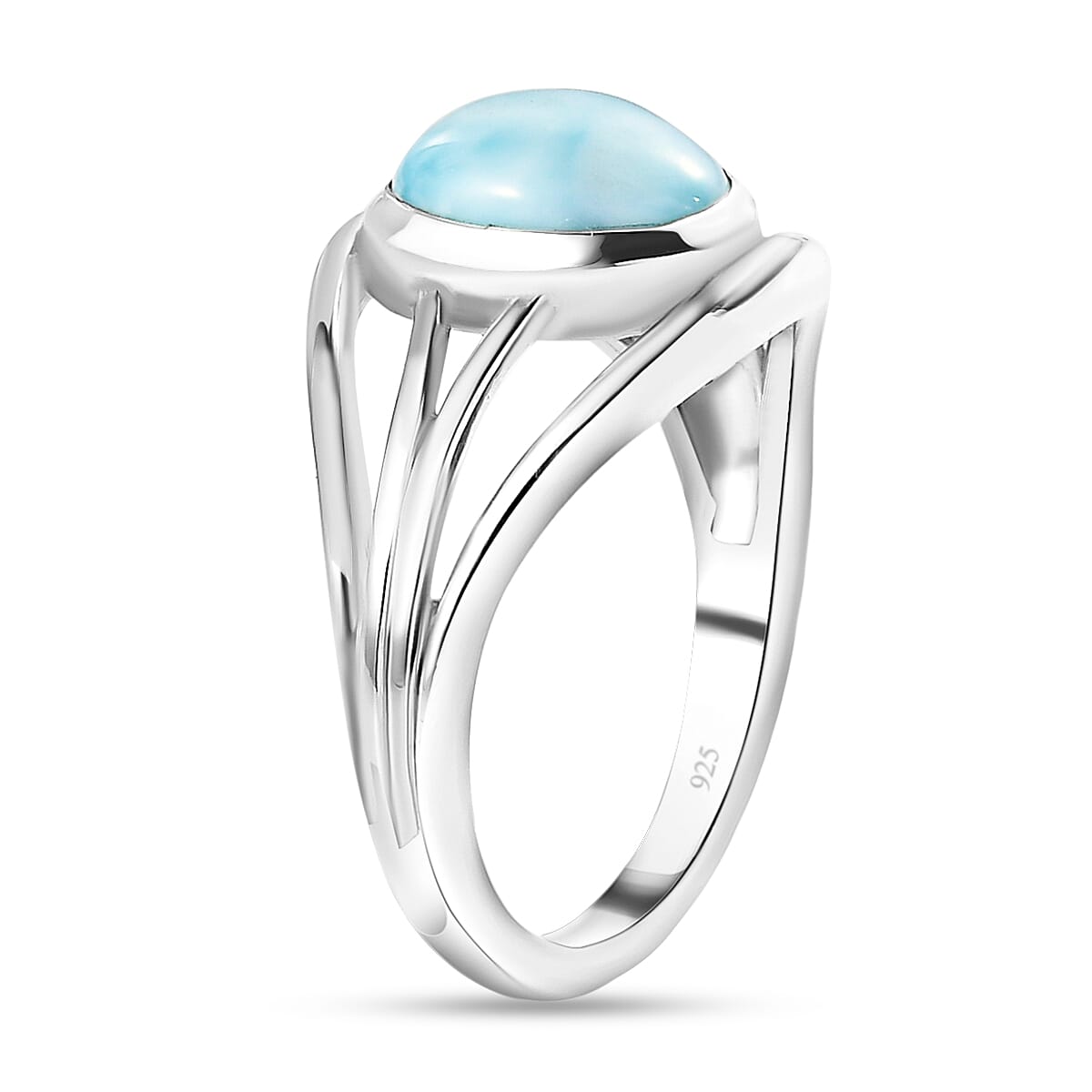 Larimar Solitaire Ring in Platinum Overlay Sterling Silver 2.23 Ct.