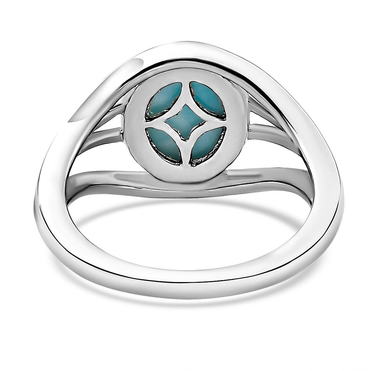 Larimar Solitaire Ring in Platinum Overlay Sterling Silver 2.23 Ct.