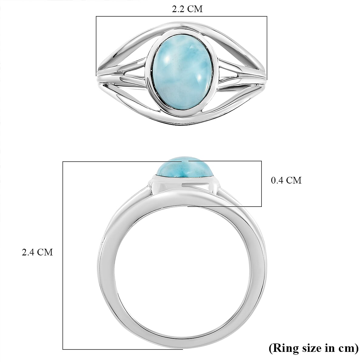 Larimar Solitaire Ring in Platinum Overlay Sterling Silver 2.23 Ct.