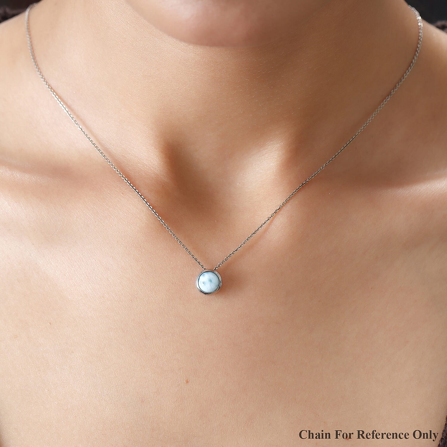 Larimar Pendant in Platinum Overlay Sterling Silver 1.90 Ct