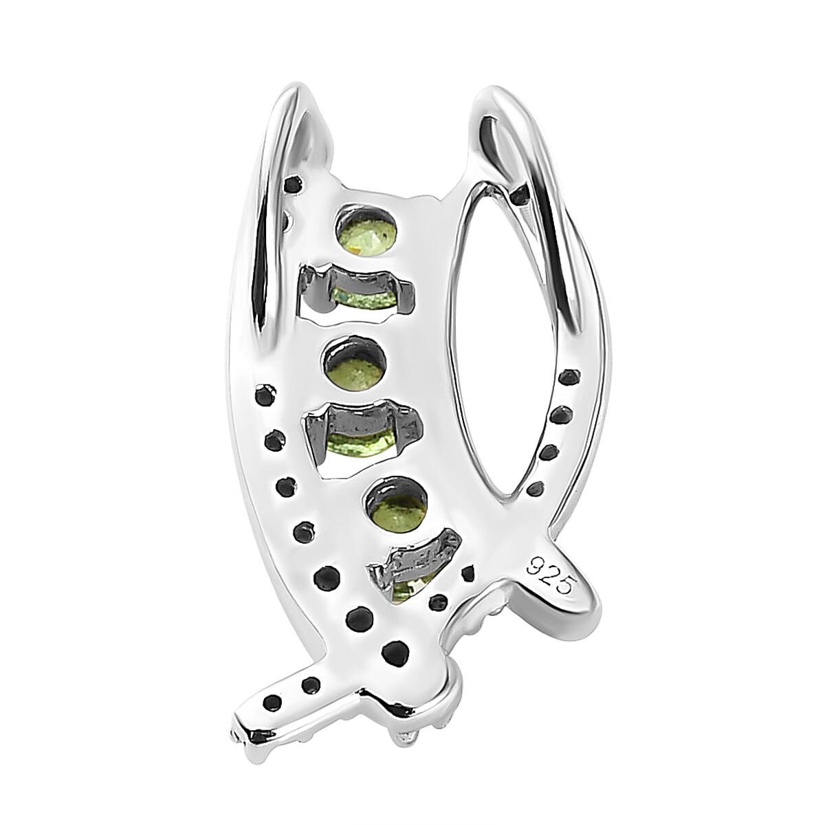 Demantoid Garnet and Natural Cambodian Zircon Pendant in Platinum Overlay Sterling Silver