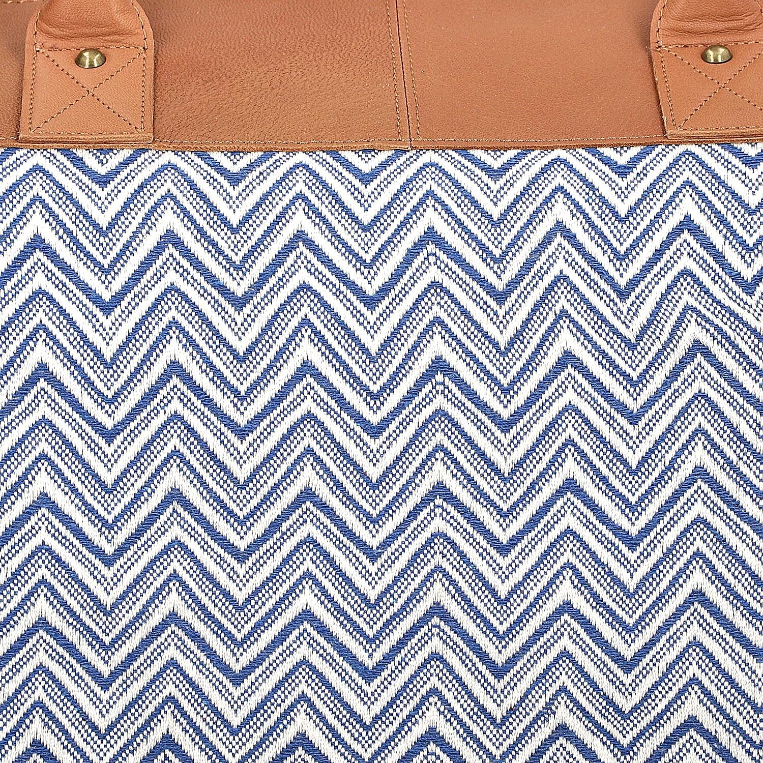 Close Out Deal - Genuine Leather Handmade Jacquard Holdall Luggage Bag - Tan