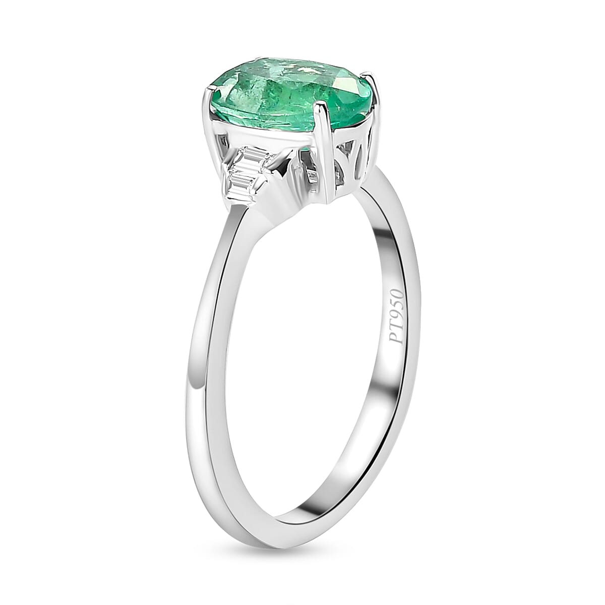 RHAPSODY 950 Platinum AAAA Ethiopian Emerald and Diamond(VS-E-F) Ring 1.68 Ct.4.10 Gm