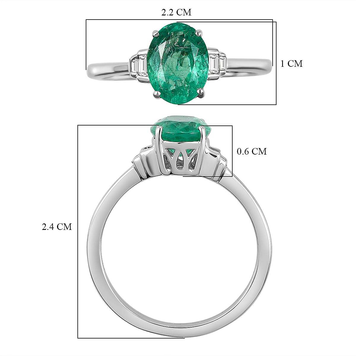 RHAPSODY 950 Platinum AAAA Ethiopian Emerald and Diamond(VS-E-F) Ring 1.68 Ct.4.10 Gm
