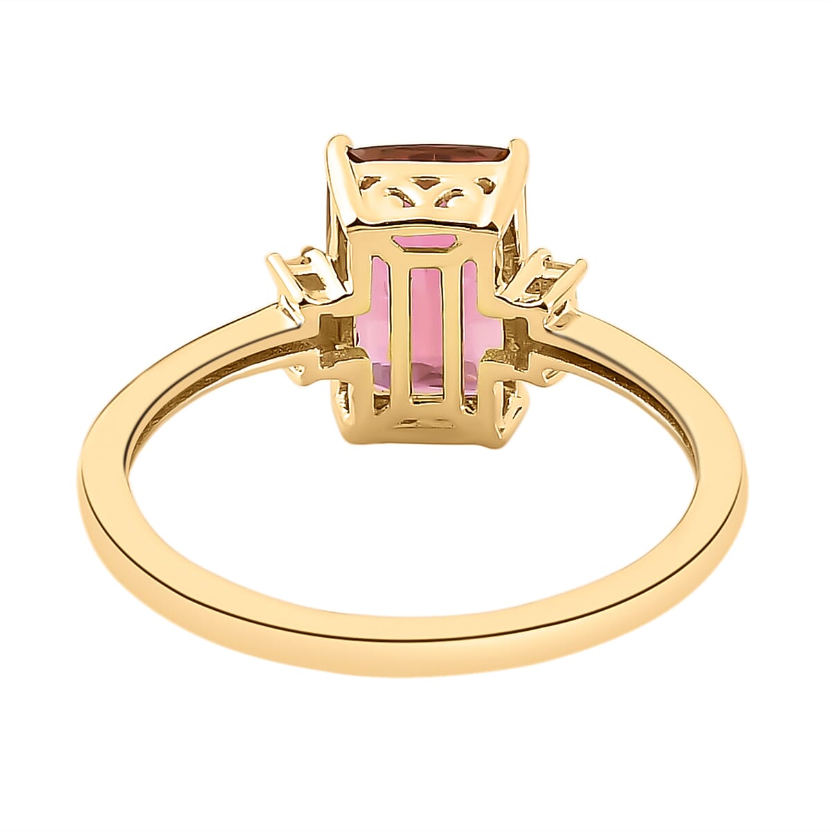 9K Yellow Gold Pink Tourmaline and Diamond Ring 2.15 Ct.