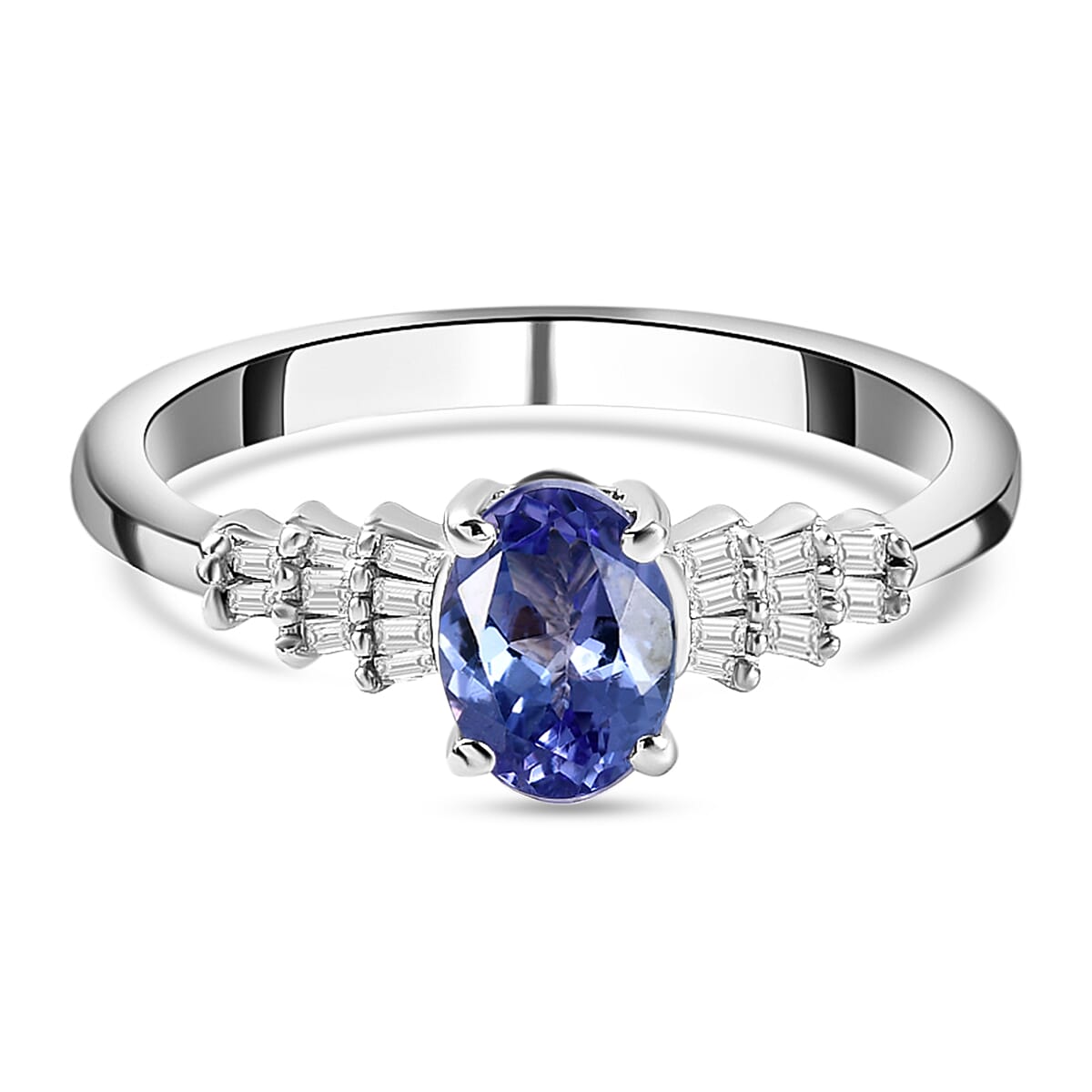One Time Deal Premium Tanzanite and Diamond Ring in Sterling Silver 1.06 Ct.