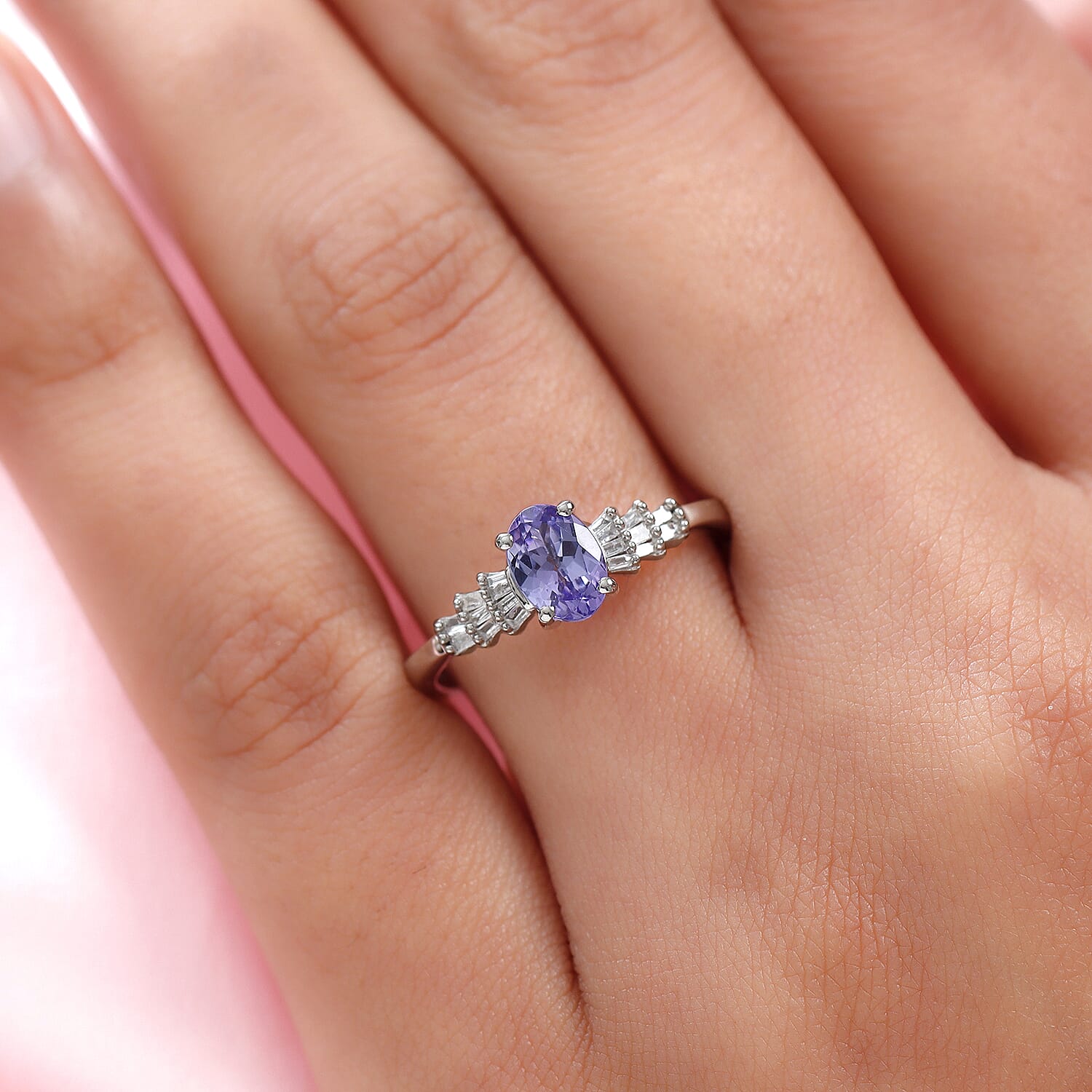One Time Deal Premium Tanzanite and Diamond Ring in Sterling Silver 1.06 Ct.