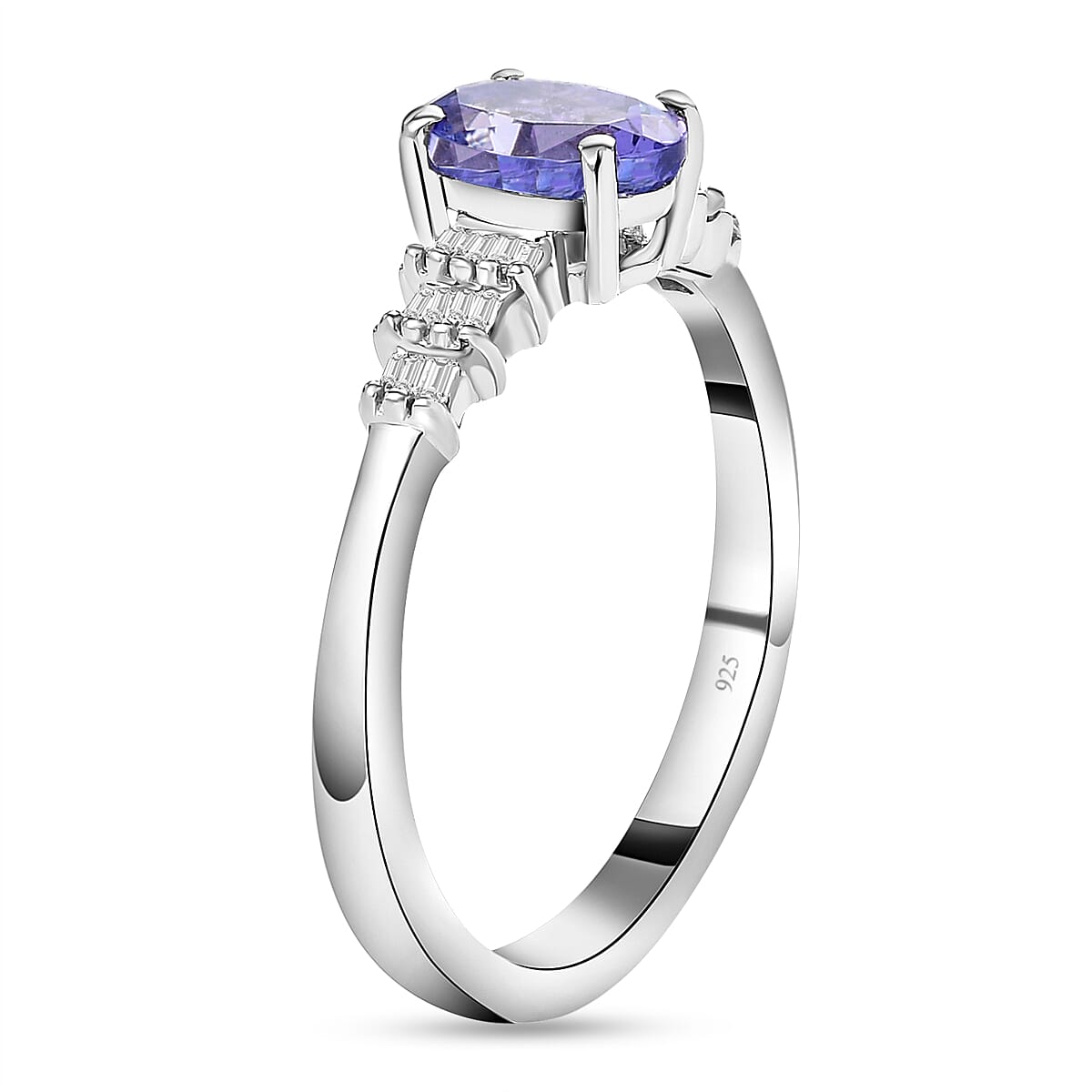 One Time Deal Premium Tanzanite and Diamond Ring in Sterling Silver 1.06 Ct.