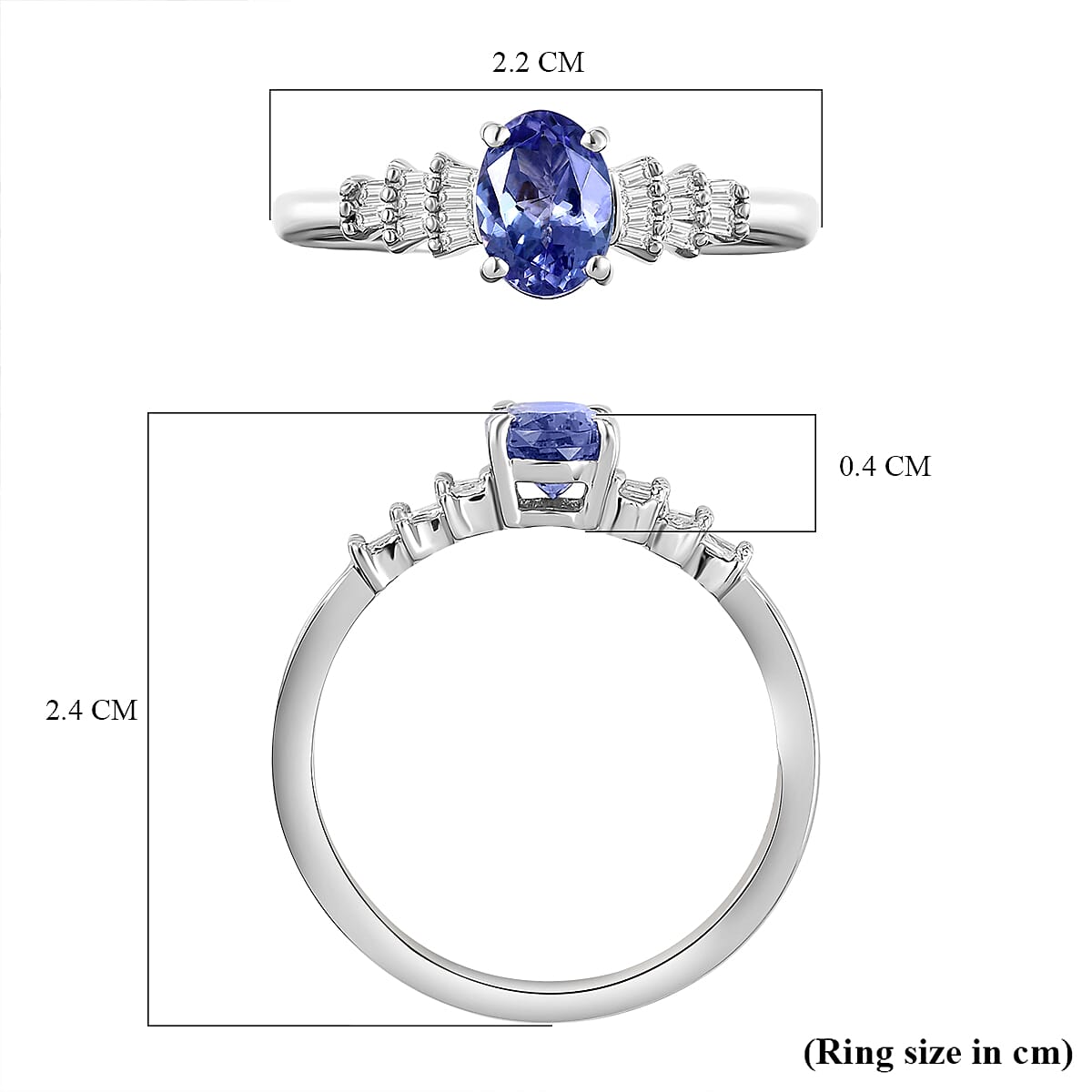 One Time Deal Premium Tanzanite and Diamond Ring in Sterling Silver 1.06 Ct.