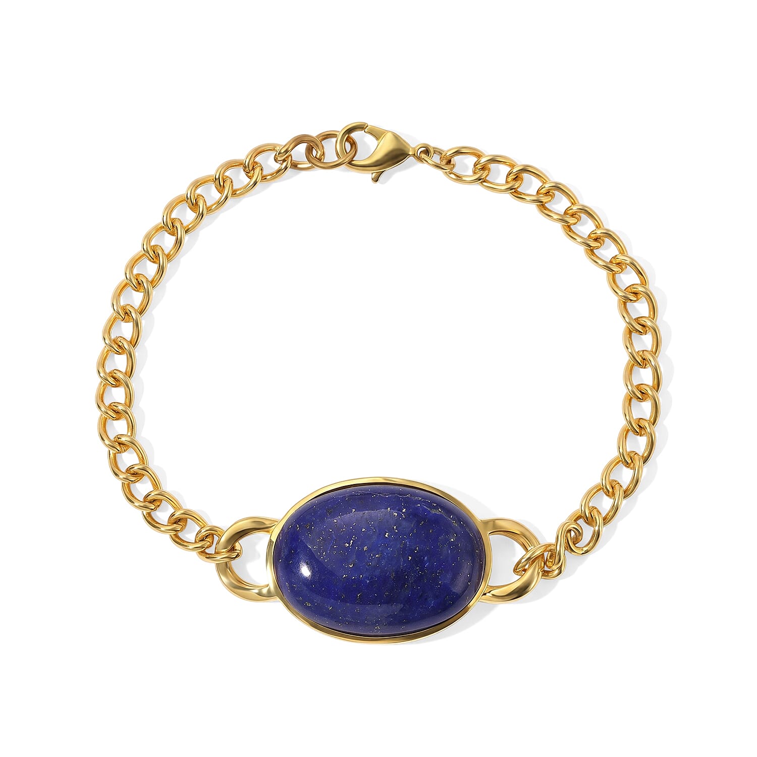 EverTrue - Lapis Lazuli Solitaire Chain Bracelet (Size - 7.5) in Yellow Gold Tone 27.25 Ct.