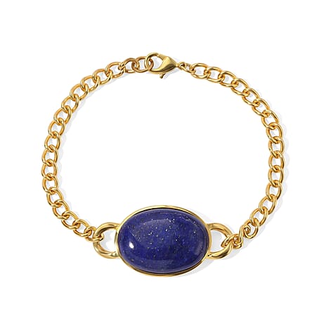 EverTrue - Lapis Lazuli Solitaire Chain Bracelet (Size - 7.5) in Yellow Gold Tone 27.25 Ct.