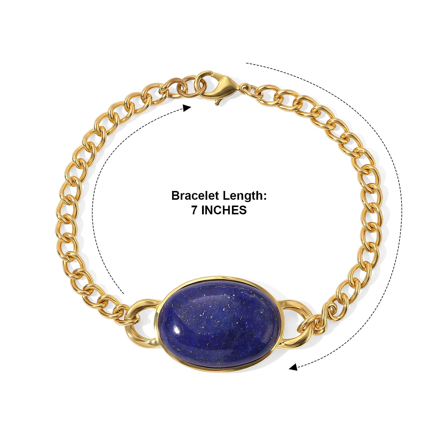 EverTrue - Lapis Lazuli Solitaire Chain Bracelet (Size - 7.5) in Yellow Gold Tone 27.25 Ct.