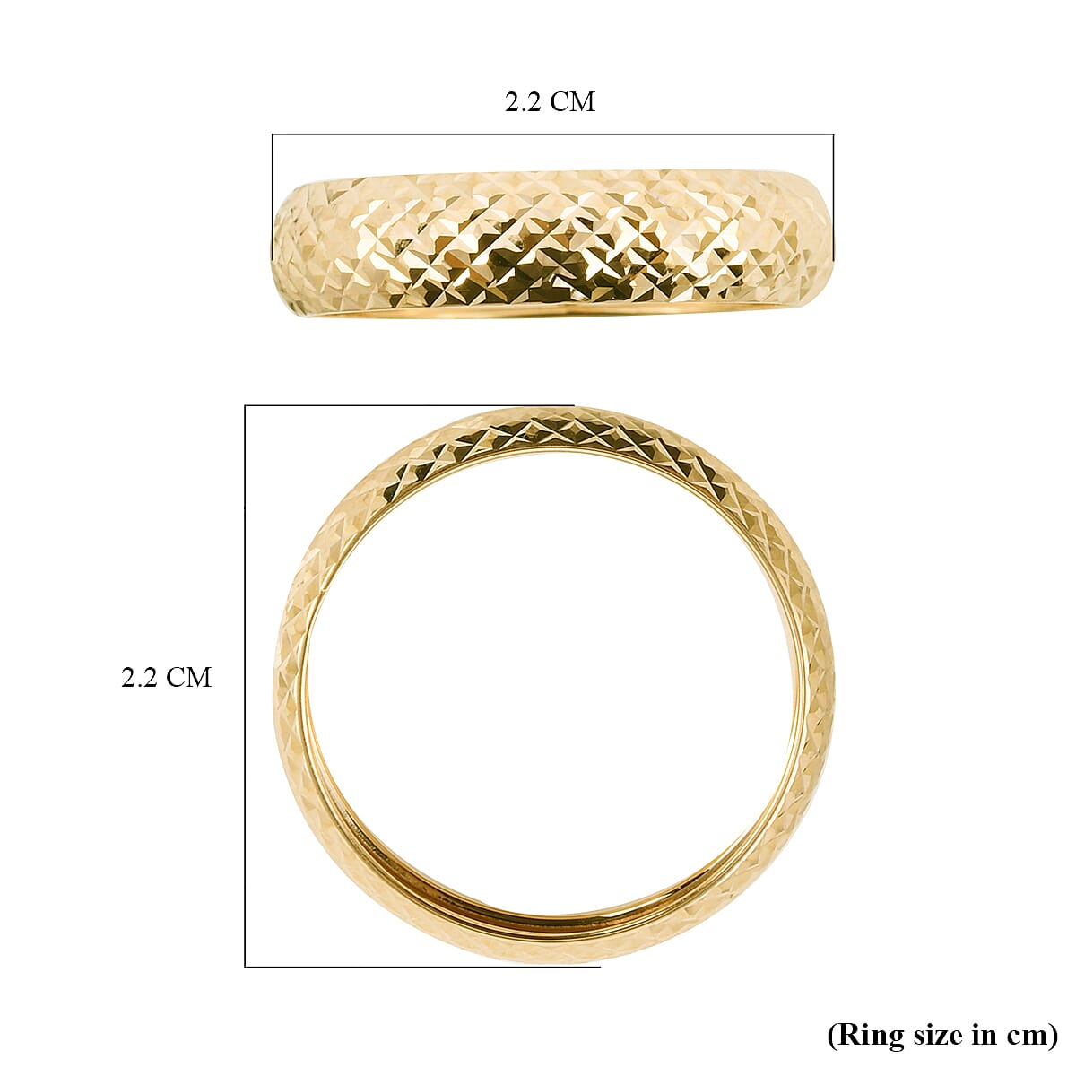 9K Yellow Gold Diamond Cut Band Ring