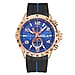 VICKERS ARMSTRONGS Limited Edition Hand Assembled Legacy Chronograph Movement Blue Dial Water Resistant Watch with Black Silicone Strap and Blue Stripe