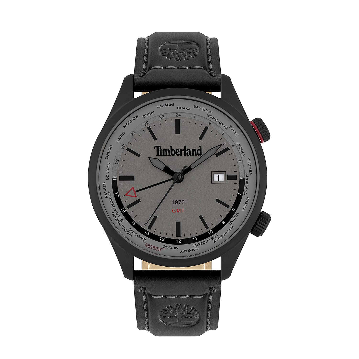 Timberland City Lifestyler Grey 45 mm Dial 5 ATM Water Resistant Watch with Black Colour Leather Strap