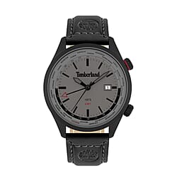 Timberland City Lifestyler Grey 45 mm Dial 5 ATM Water Resistant Watch with Black Colour Leather Strap