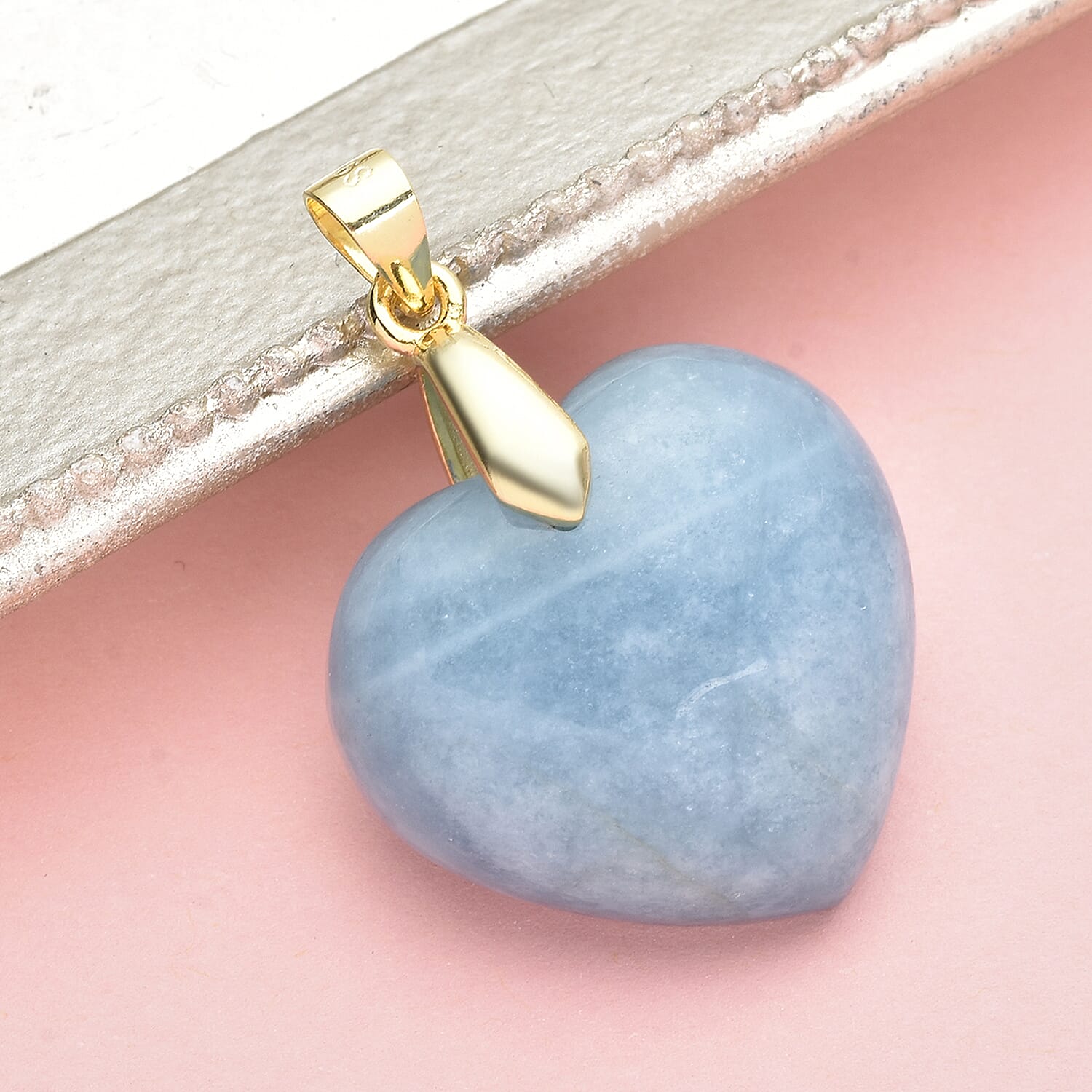 Aquamarine Heart Pendant in Yellow Gold Overlay Sterling Silver 27.50 Ct.