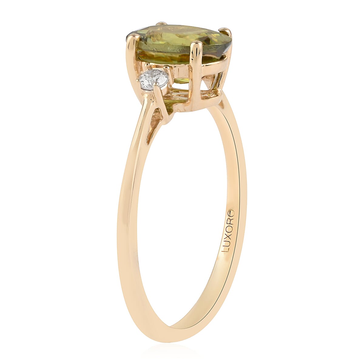 Close Out Deal - 14K Yellow Gold AGI Certified AAA Sphene and Diamond (I1-I2-G-H) Ring 1.60 Ct.