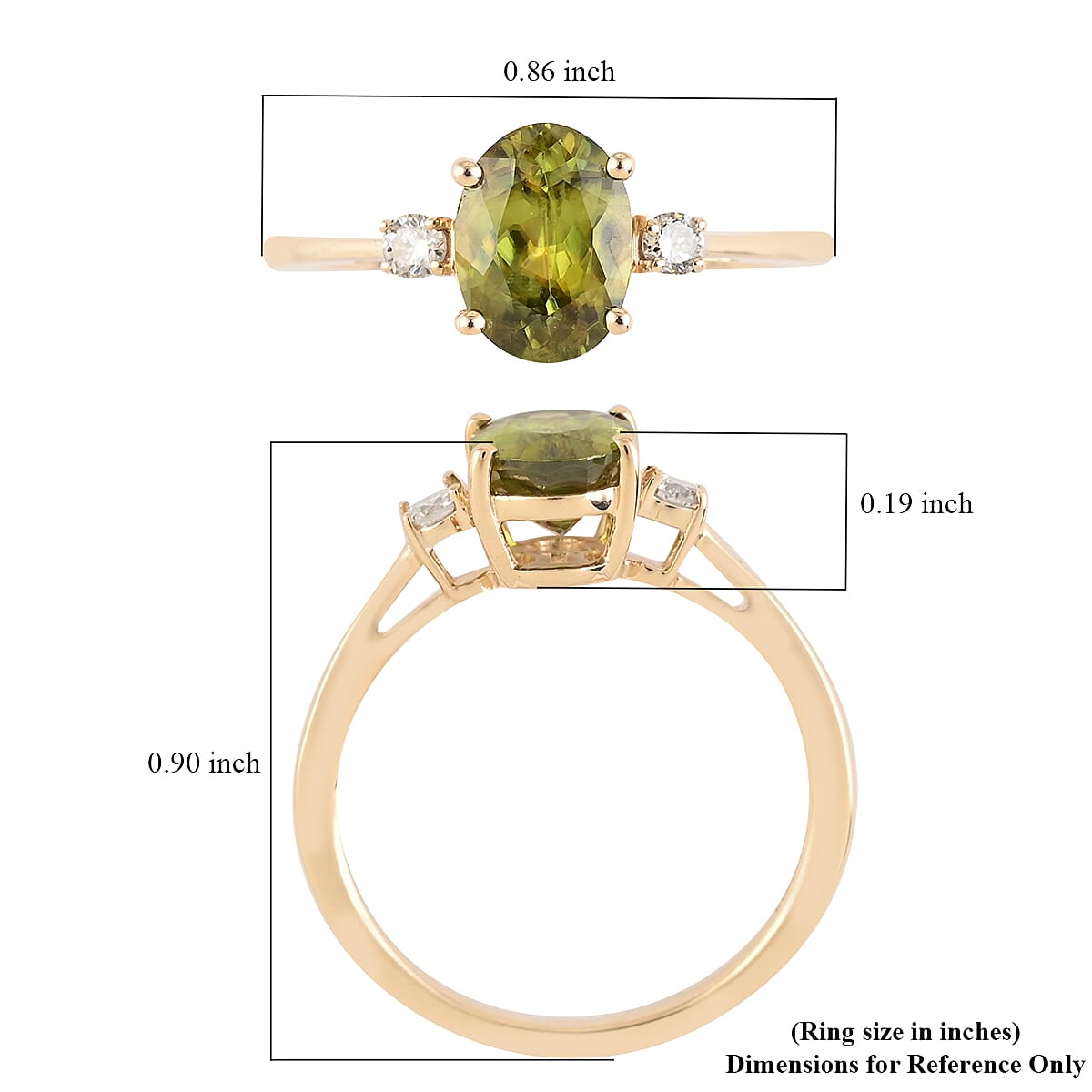 Close Out Deal - 14K Yellow Gold AGI Certified AAA Sphene and Diamond (I1-I2-G-H) Ring 1.60 Ct.