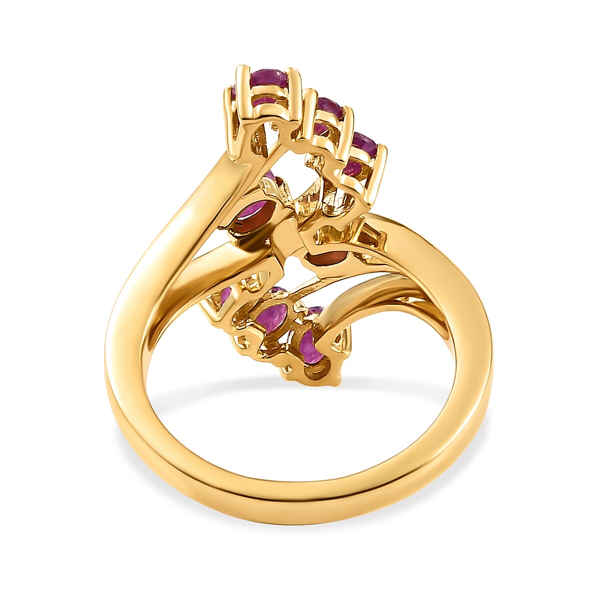 Natural Moroccan Ruby Bypass Ring in 14K Gold Overlay Sterling Silver 1.70 Ct.