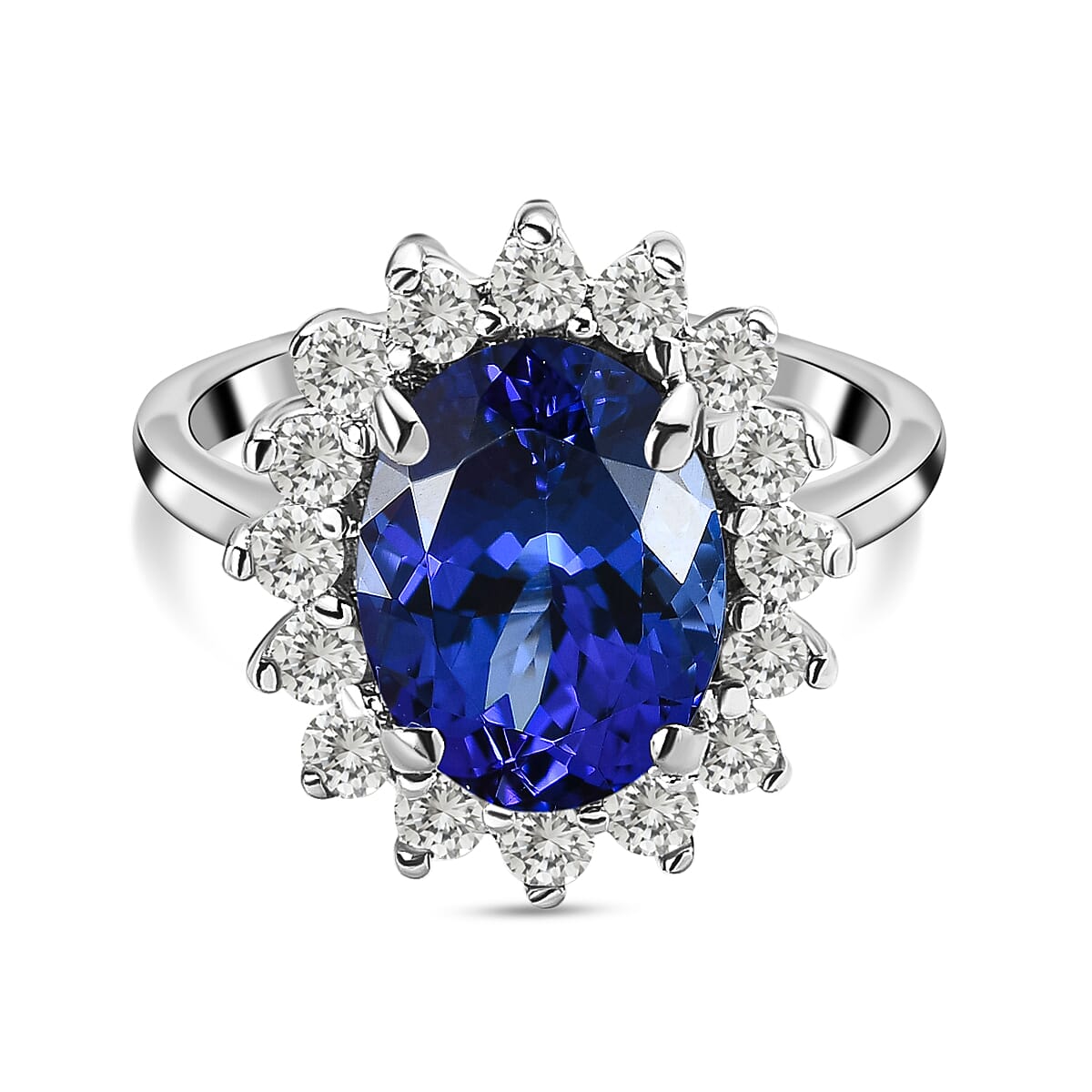 RHAPSODY 950 Platinum AAAA Tanzanite and Diamond (VS-E-F) Ring 6.83 Ct, Platinum Wt. 6.85 Gms
