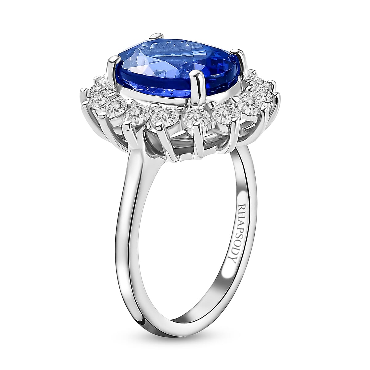RHAPSODY 950 Platinum AAAA Tanzanite and Diamond (VS-E-F) Ring 6.83 Ct, Platinum Wt. 6.85 Gms