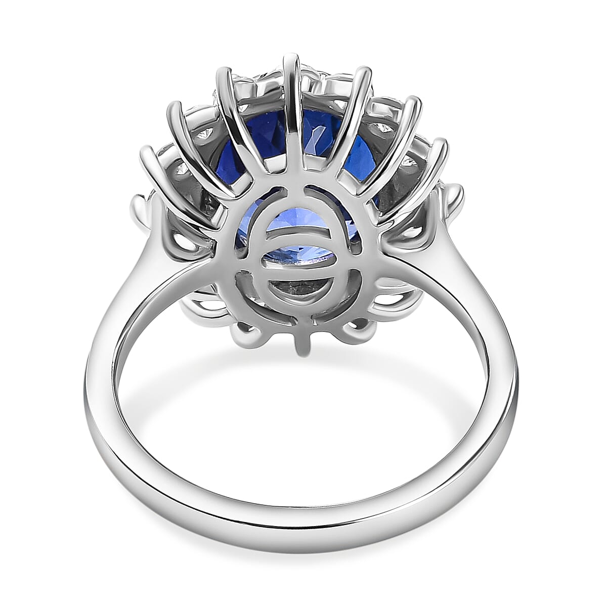 RHAPSODY 950 Platinum AAAA Tanzanite and Diamond (VS-E-F) Ring 6.83 Ct, Platinum Wt. 6.85 Gms