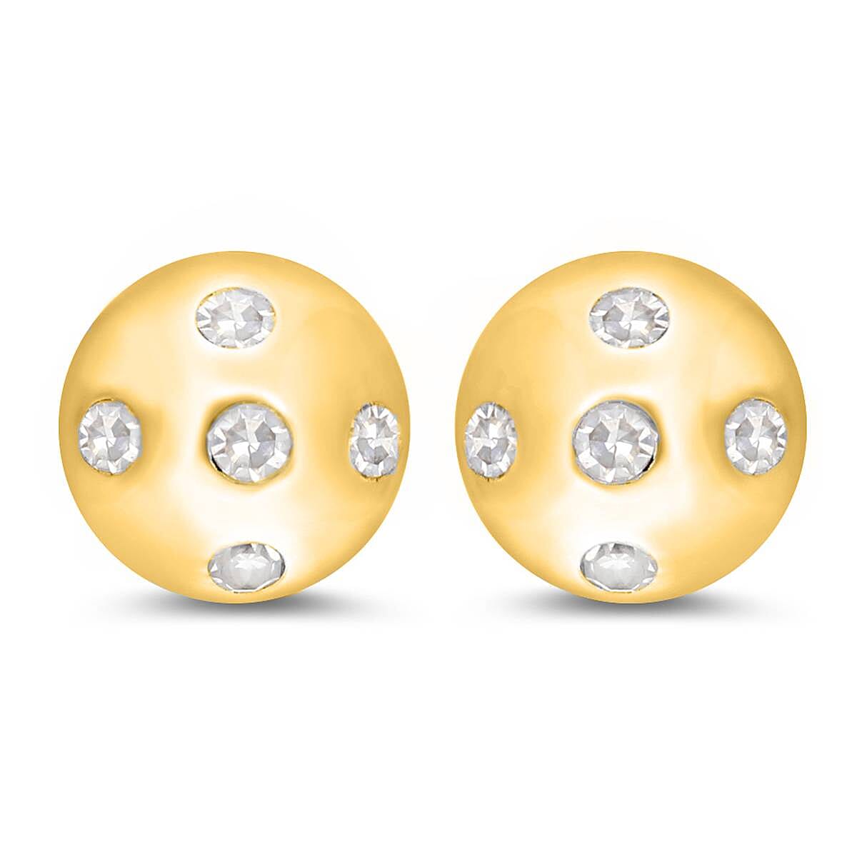 Diamond Stud Earrings (With Push Back) in 14K Gold Overlay Sterling Silver