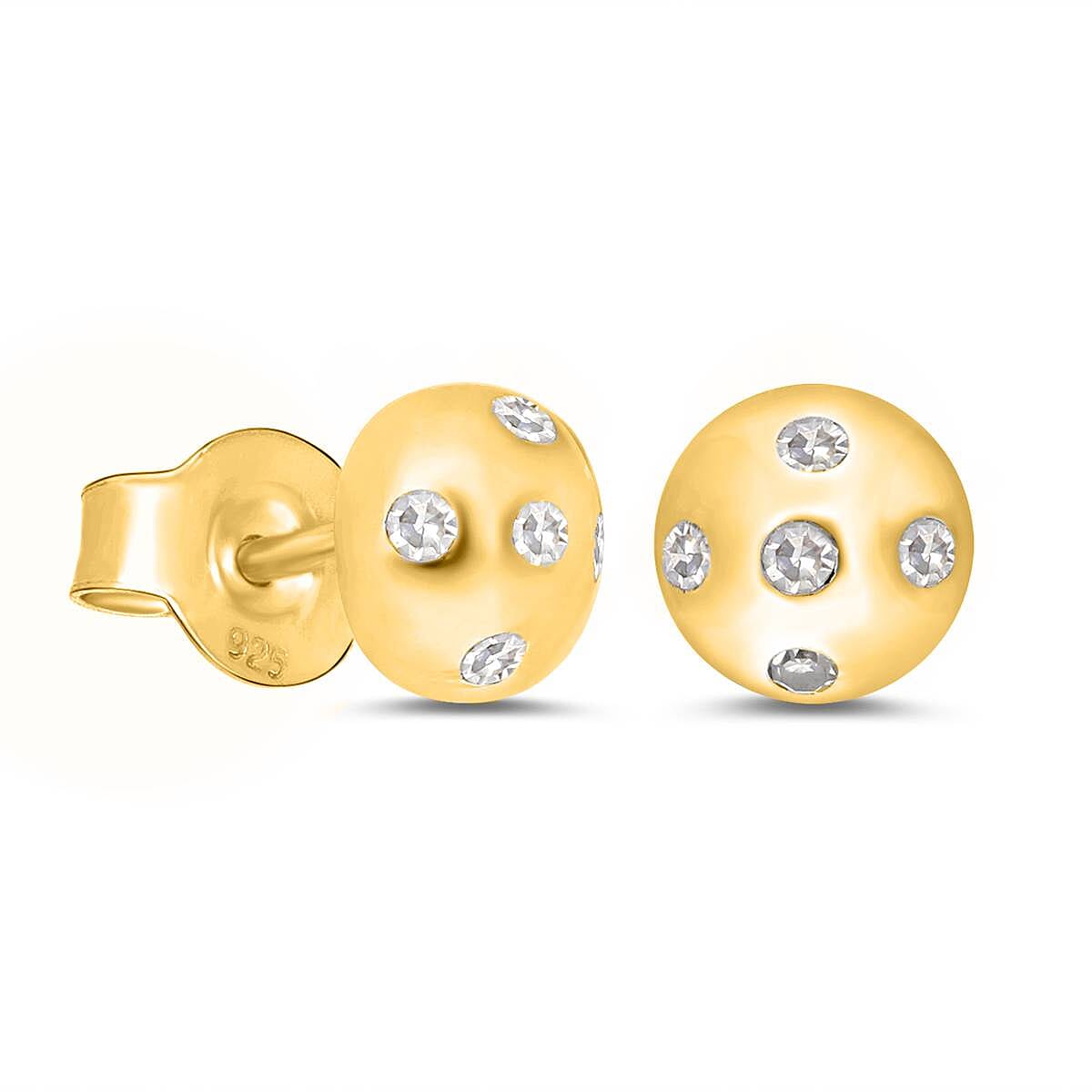 Diamond Stud Earrings (With Push Back) in 14K Gold Overlay Sterling Silver