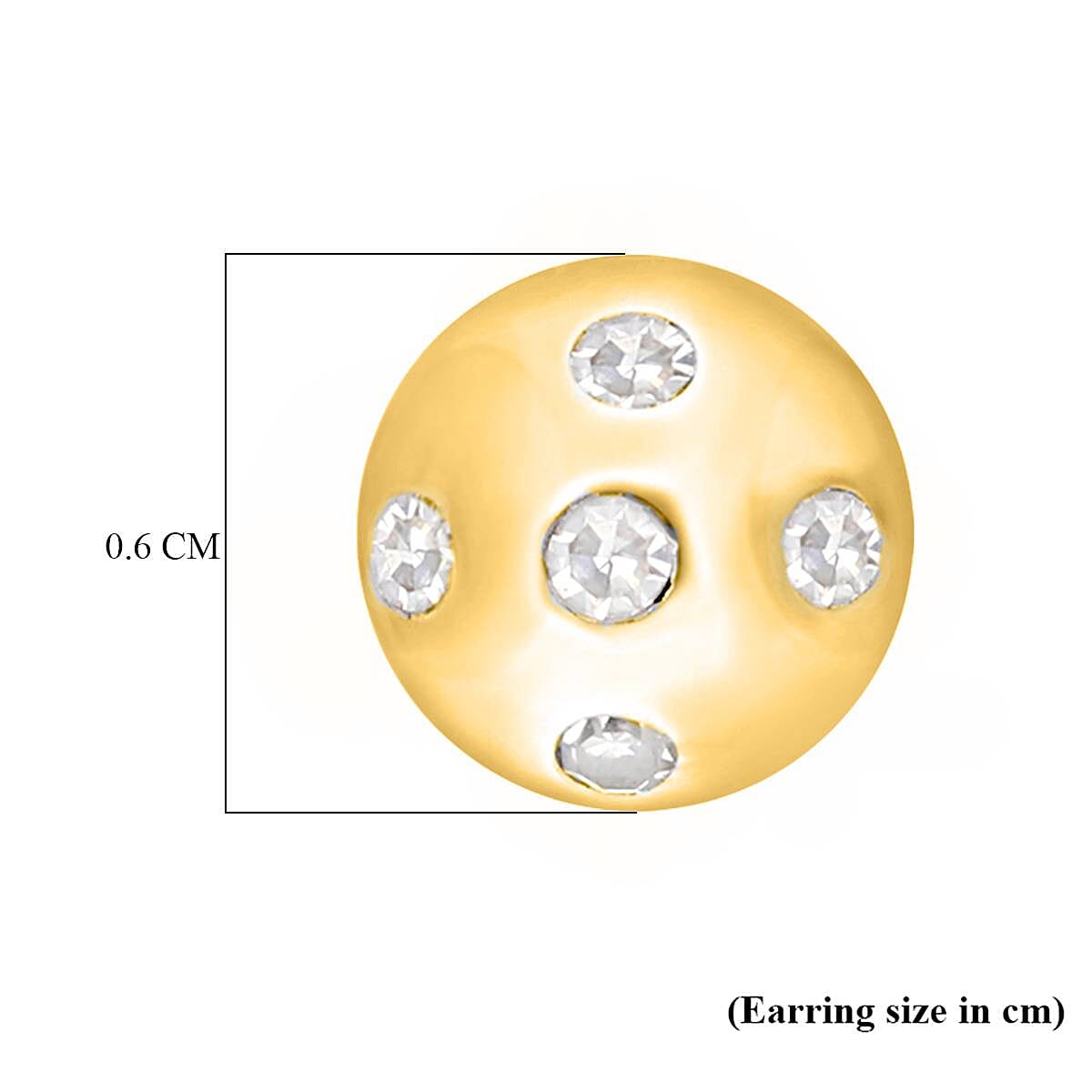 Diamond Stud Earrings (With Push Back) in 14K Gold Overlay Sterling Silver