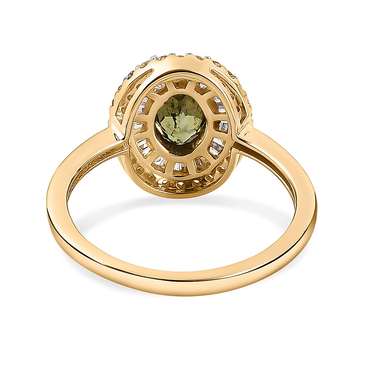 9K Yellow Gold Demantoid Garnet and Diamond Ring 1.11 Ct.