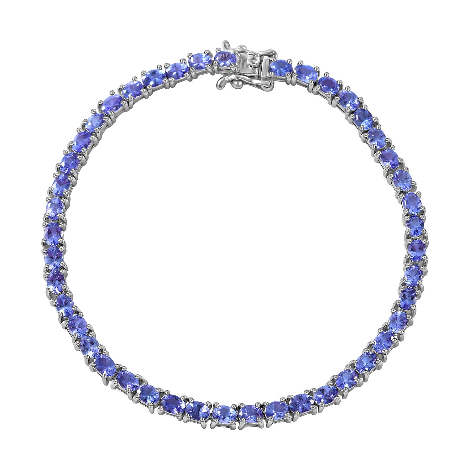 Premium Tanzanite Bracelet (Size - 7) in Rhodium Overlay Sterling Silver 6.5 Ct, Silver Wt. 8.15 Gms