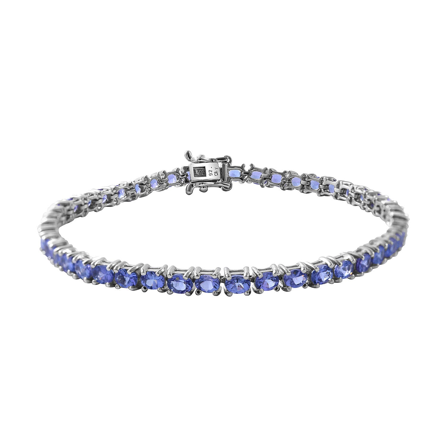 Premium Tanzanite Bracelet (Size - 7) in Rhodium Overlay Sterling Silver 6.5 Ct, Silver Wt. 8.15 Gms