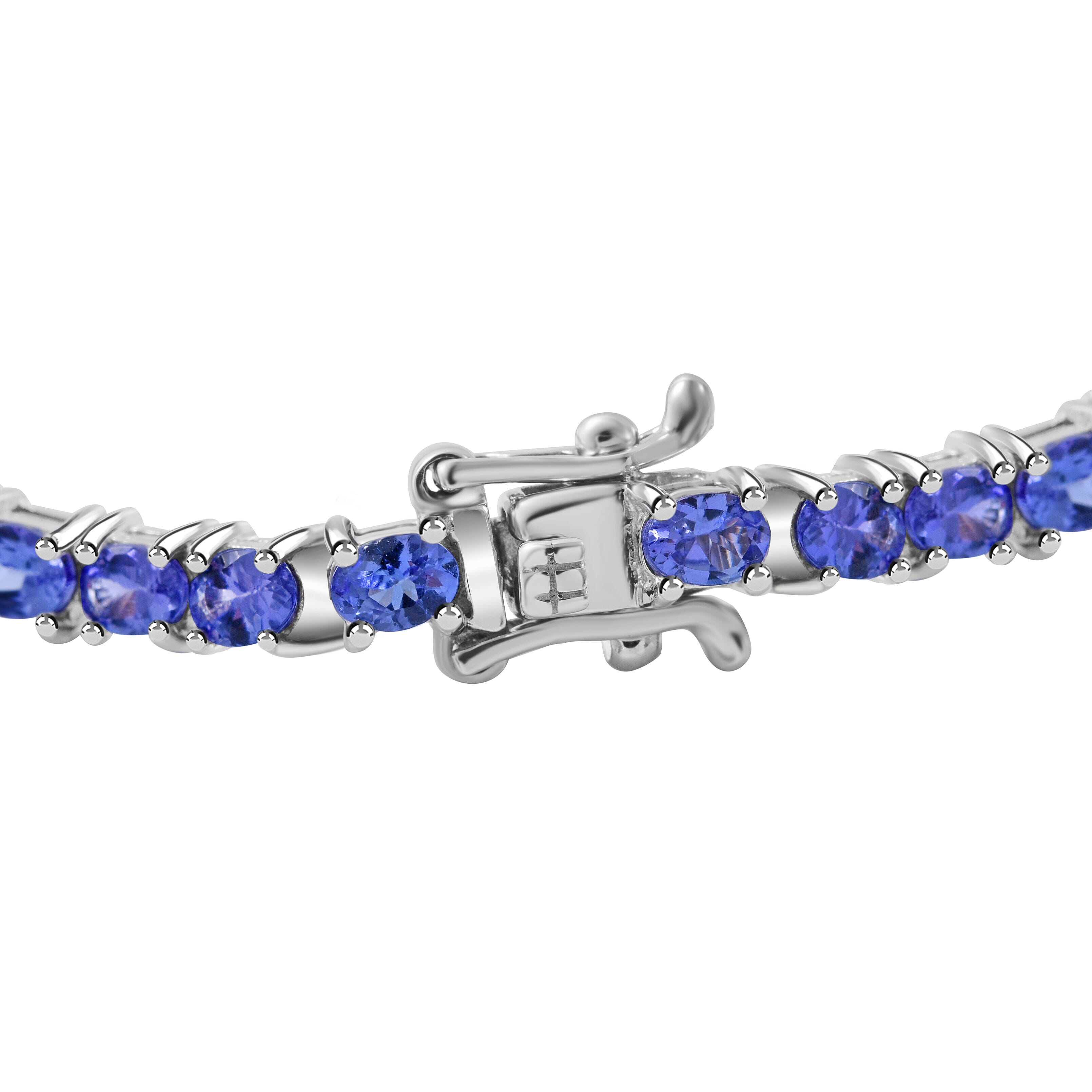 Premium Tanzanite Bracelet (Size - 7) in Rhodium Overlay Sterling Silver 6.5 Ct, Silver Wt. 8.15 Gms