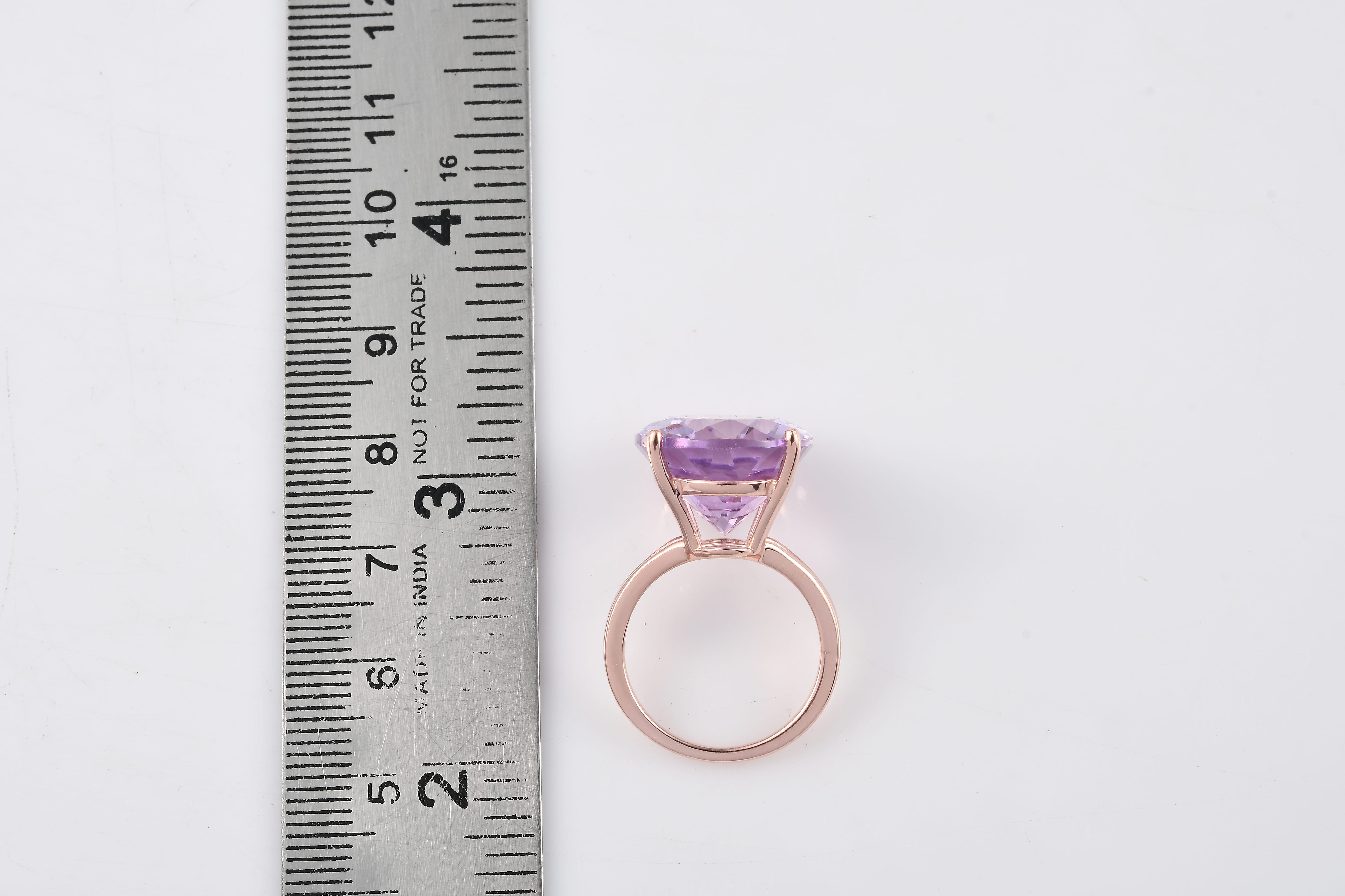 Rose De France Amethyst Solitaire Ring in 18K Rose Gold Vermeil Plated Sterling Silver 16.16 Ct.