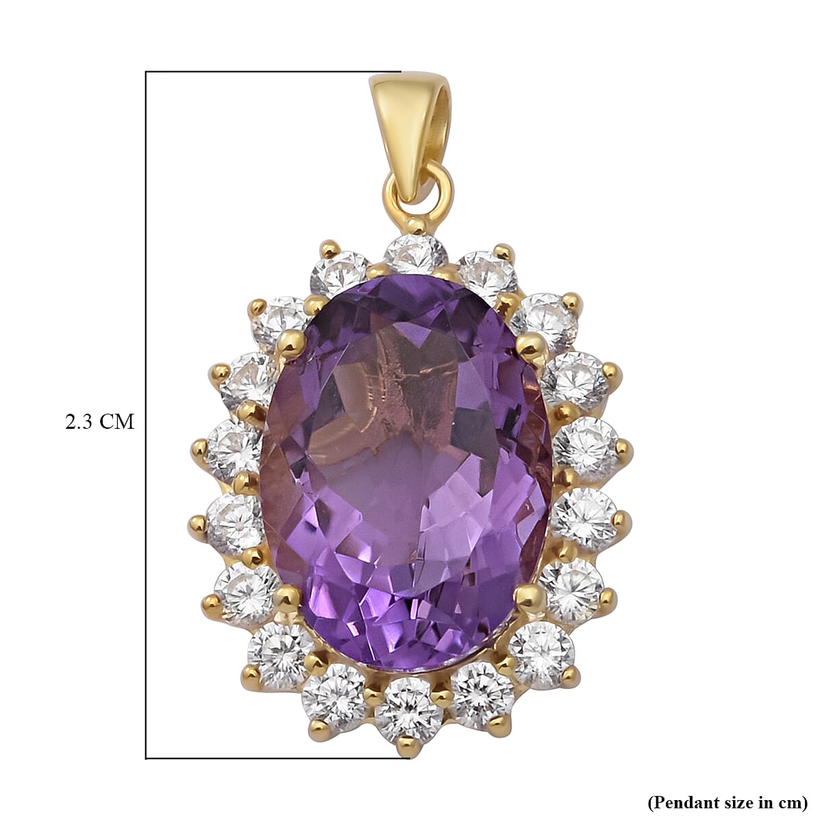 Lusaka Amethyst and Natural Cambodian Zircon Pendant in 14K Gold Overlay Sterling Silver 14.30 Ct.