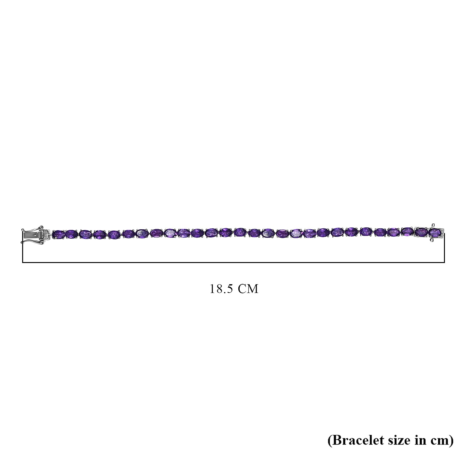 Amethyst Bracelet (Size - 8) in Platinum Overlay Sterling Silver 13.72 Ct, Silver Wt. 10.80 Gms