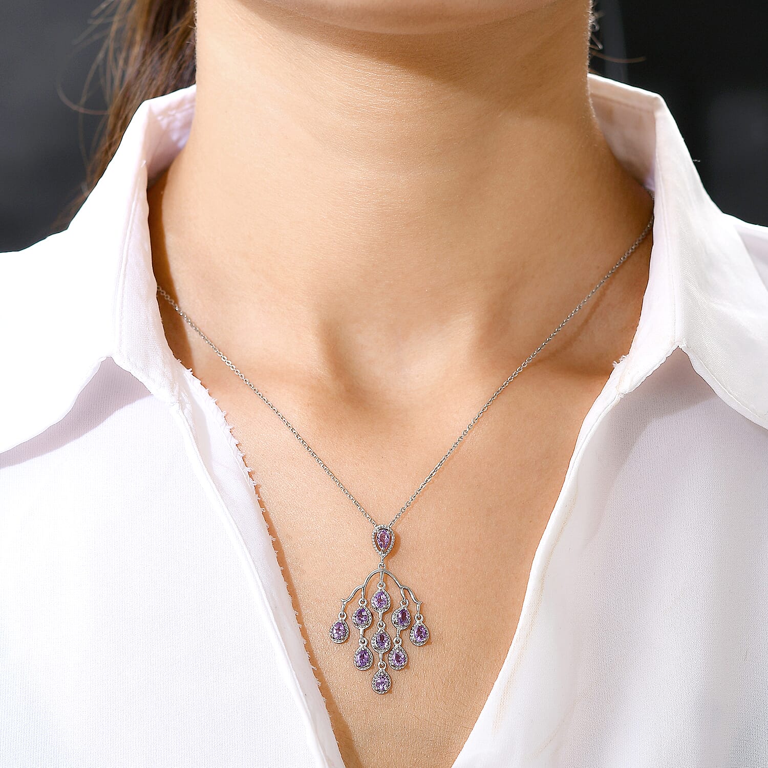 Moroccan Amethyst Pendant in Platinum Overlay Sterling Silver 1.52 Ct.